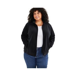 Style & Co Black Fleece Full Zip Jacket Size 3X